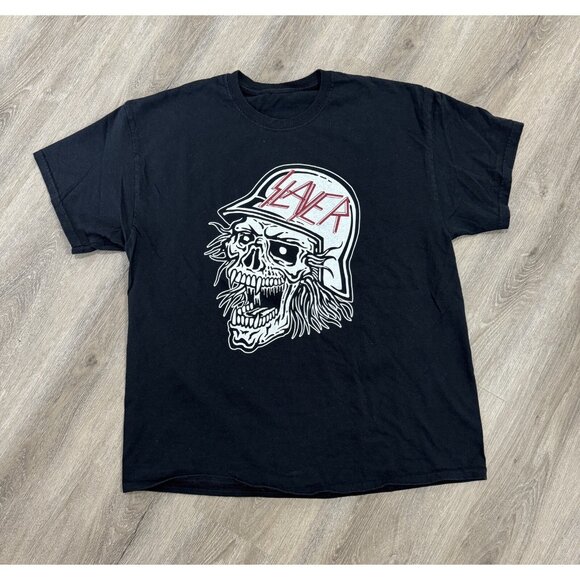 Vintage Y2K Slayer Slatanic Wehrmacht Skull Soldier Band Tee Album Tour Concert - Picture 1 of 16